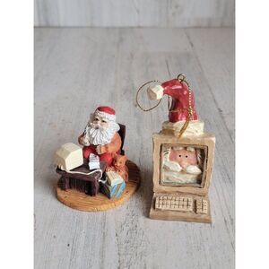 Santa Claus computer laptop ornament figure Xmas cat decor